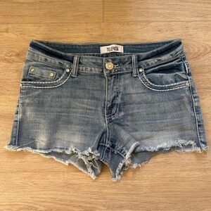 Telepatía Y2K Mcbling Blue Denim Cut Off Shorts